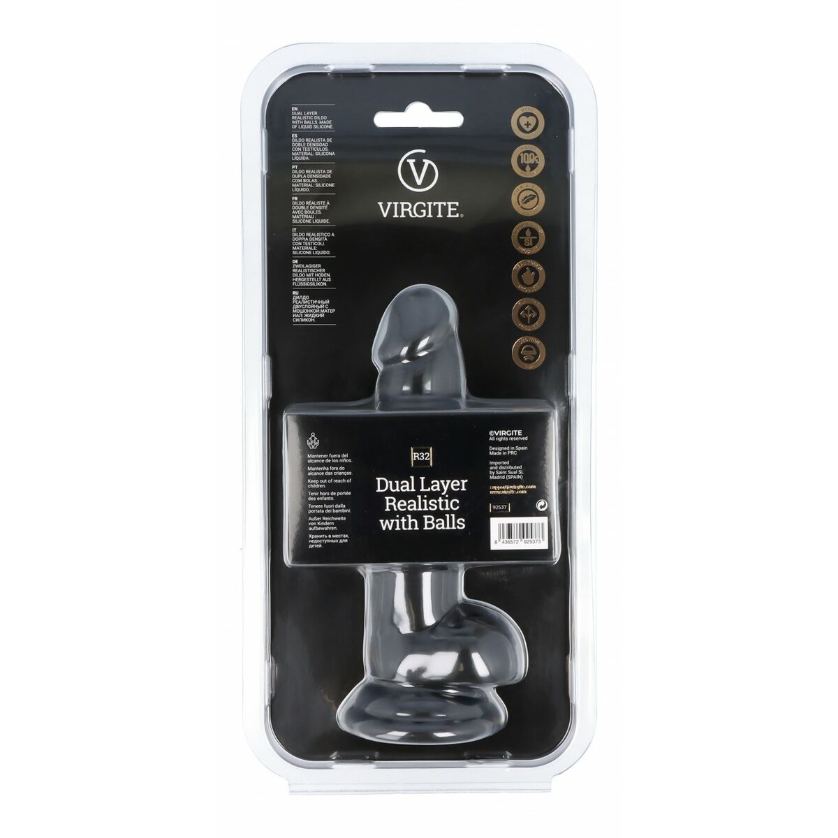 Realistic Dildo Virgite R32 Black 17 cm